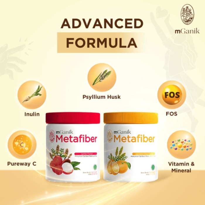 

MGANIK METAFIBER Drink 252Gram 42 Serving Serat Bebas Gula BPOM HALAL