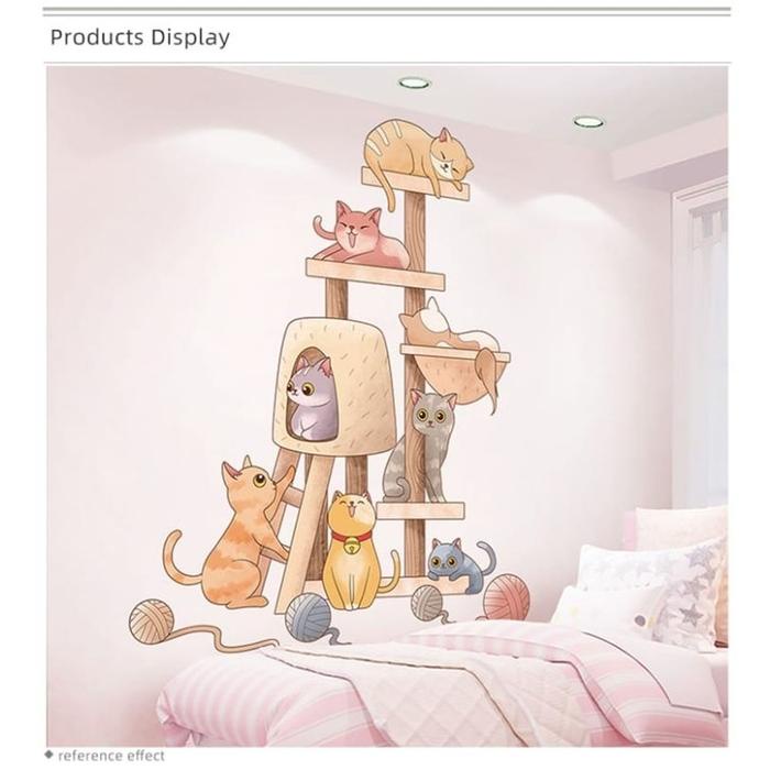 JTTOP" WALL STIKER DINDING KAMAR ANAK KUCING LUCU ANIMAL CAT STICKER DEKORASI KAMAR WALLSTIKER CAT
