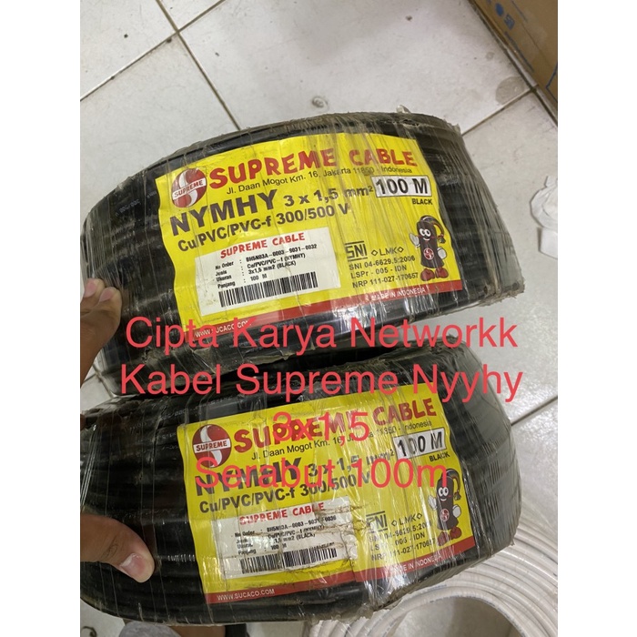 Kabel Supreme Nyyhy 3x1.5 Serabut Hitam 50m / Nymhy 3x1,5 Supreme 50m
