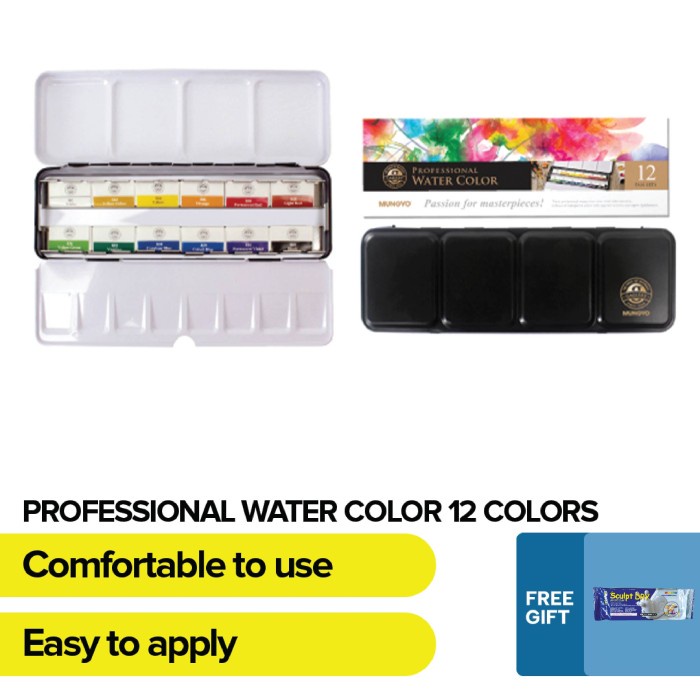 

TERLARIS Mungyo - Professional Watercolor Pan Set - Full Size 12 Color Set