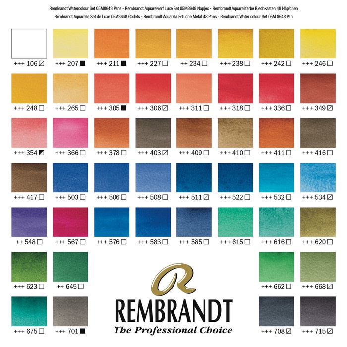 

TERLARIS REMBRANDT WATER COLOUR SET 48 PANS METAL BOX