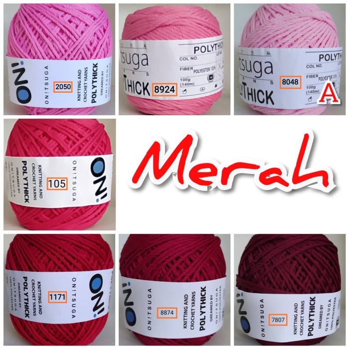 BENANG RAJUT POLYTHICK ONITSUGA MERAH