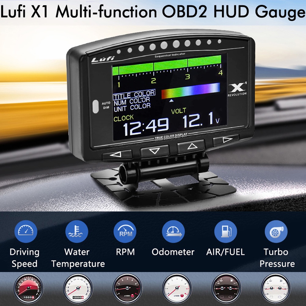 Lufi X1 Multi Meter Gauge Smart Digital 2.8 PNP OBD OBD2 English Version Revolution RPM Suhu Oli