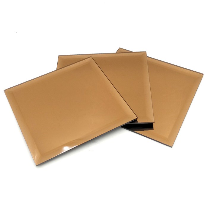 BERKUALITAS [ TERMURAH ] Kaca Cermin BEVEL BRONZE Kotak 20 x 20cm Dekorasi Dinding