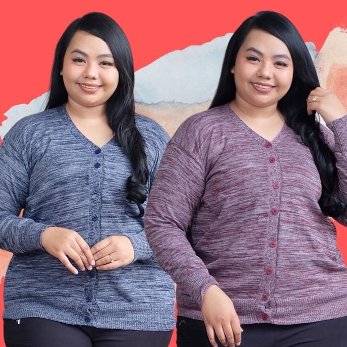 Cardigan Rajut Jumbo Ld 120 -130 Baju Kancing Harga Promo