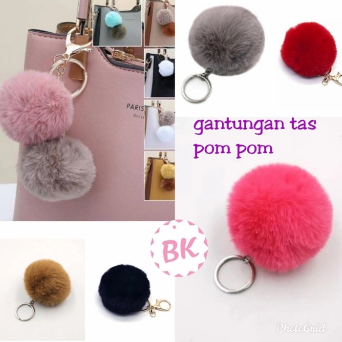POMPOM - gantungan tas pom pom bulat bulu Murah *