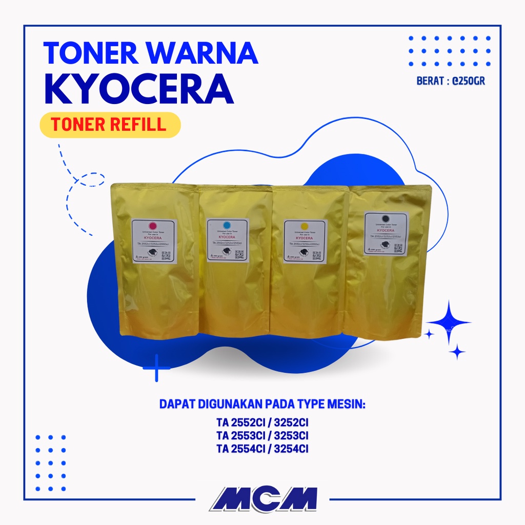 TONER WARNA MESIN FOTOCOPY KYOCERA TASKalfa 2552 2553 2554ci BLACK CYAN MAGENTA YELLOW 250 GR