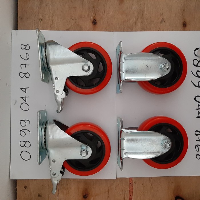 RODA TROLLEY / TROLI 4 INCH PU PER SET (4 PCS) 2 MATI 2 REM