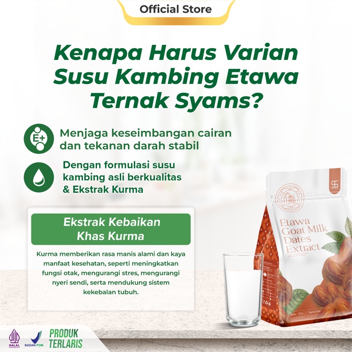 

Susu Kambing Etawa Bubuk Rasa Varian Kurma Syams 1000 Gram Pure Murni