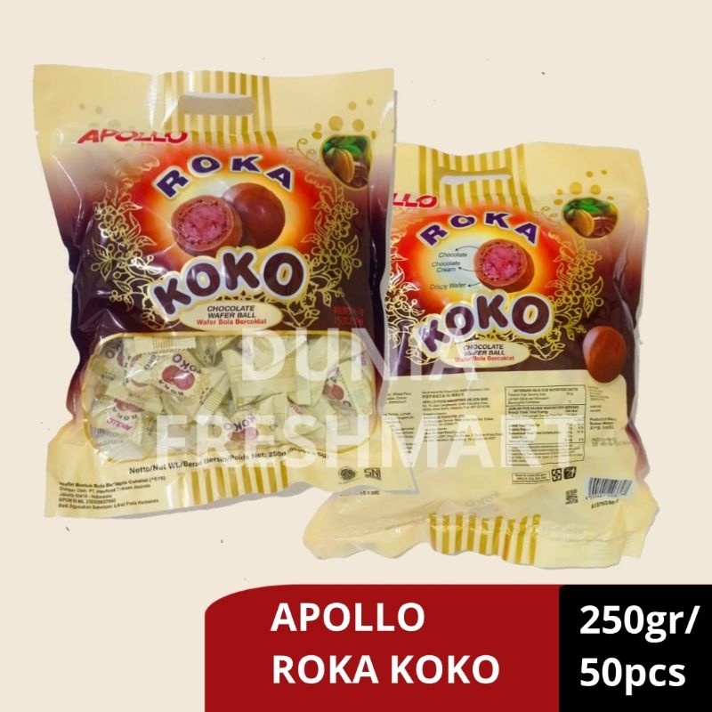 

A Apollo Roka Wafer Ball 50S( (300Gr/250Gr)Original/Susu/Pandan/Koko Apollo Coklat Sneck Jadul