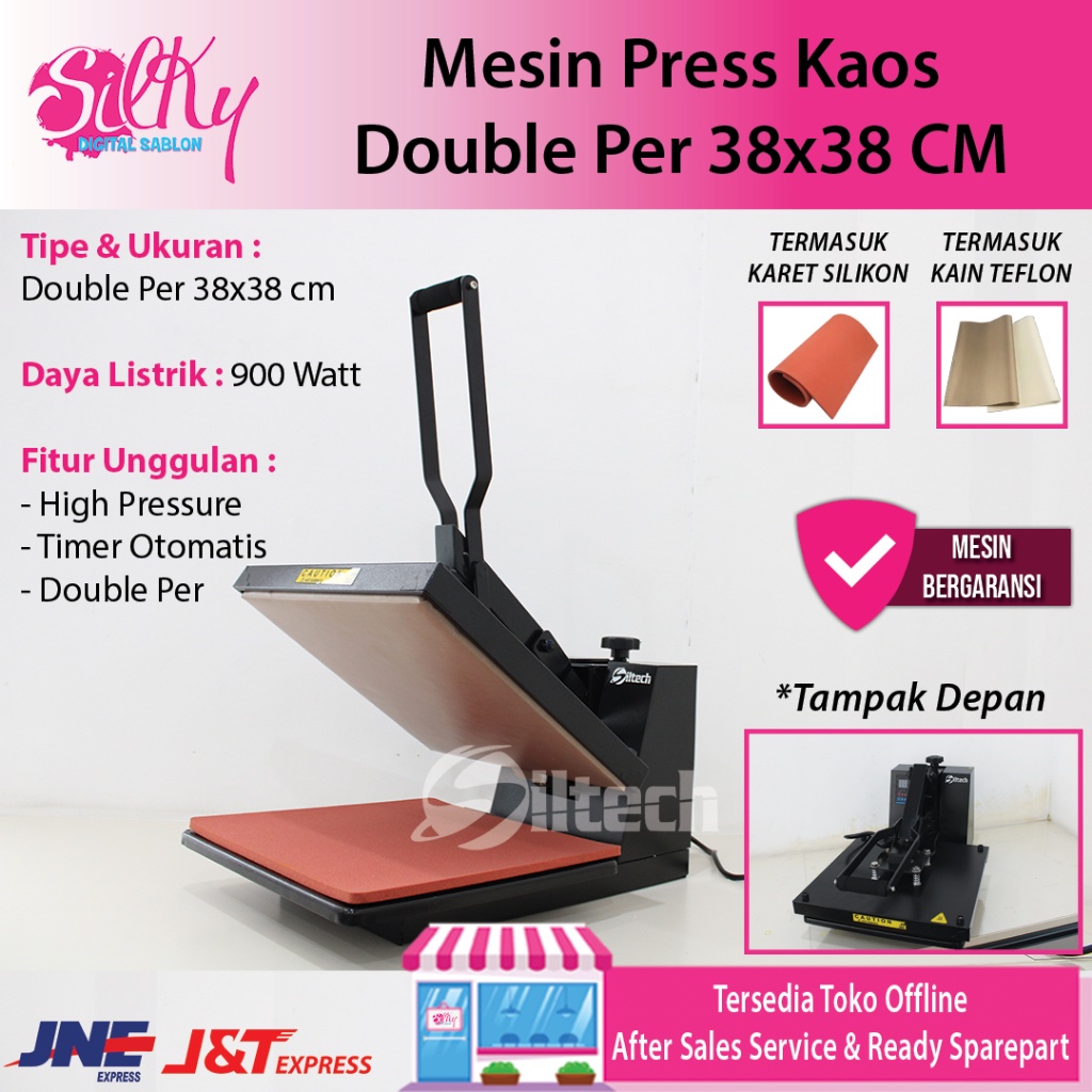JAYAmart- Mesin Press Sablon Kaos Digital DTF / DTG / Sublimasi / Polyflex Ukuran 38x38 Mesin Press