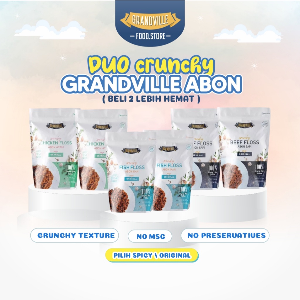 

A Grandville (2 Pack) Abon Ayam / Abon Ikan / Abon Sapi Crunchy Floss Mpasi Makanan Ringan Anak