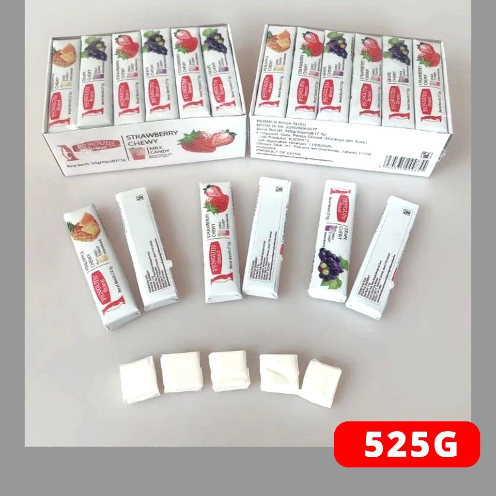 

A Penguin Brand Permen Chewy Milk Candy Isi 30Pcs Permen Susu Kenyal 525 Gram