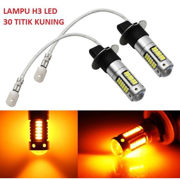 Lampu Foglamp H3 Led 30 Titik Lensa Projector Kuning