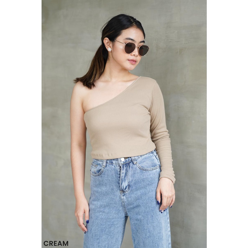 Top Knit One Shoulder Look Simpel – One Shoulder Knit Top