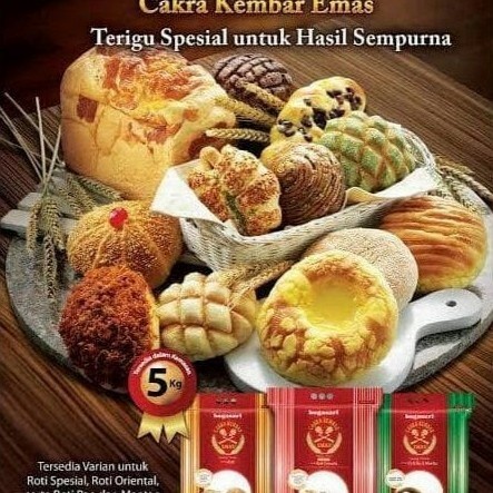 

(TopSeller) Tepung Cakra kembar emas premium roti oriental 5 kg