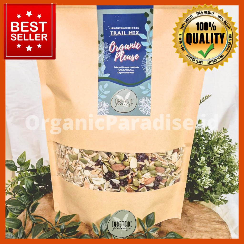 

A Trail Mix Nut Organic Please / Kacang Mix Nuts Variant Organic Please 500 Gram Premium Fresh