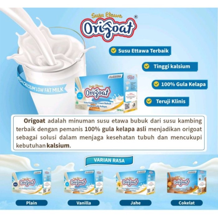 

(TopSeller) Susu kambing Etawa bubuk origoat platinum tinggi kalsium 250 gr-vanila