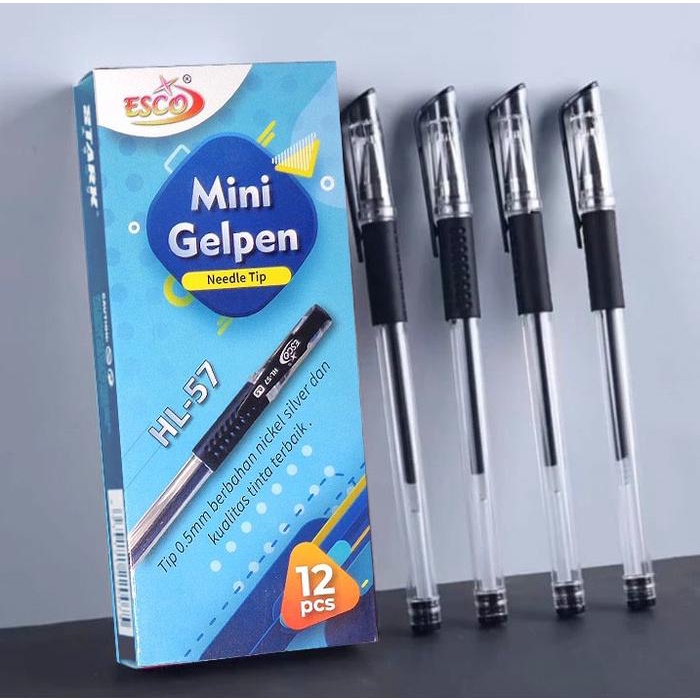 

Pulpen Gel 0.5 Mm Esco Gelpen Isi 12 Pcs Tinta Hitam