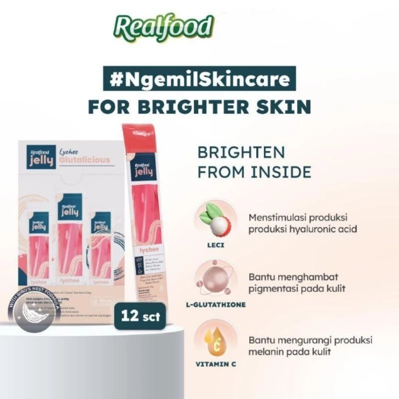 

A Realfood Jelly Lychee Glutabright ( Formulasi Sarang Burung Walet 12 Pcs )
