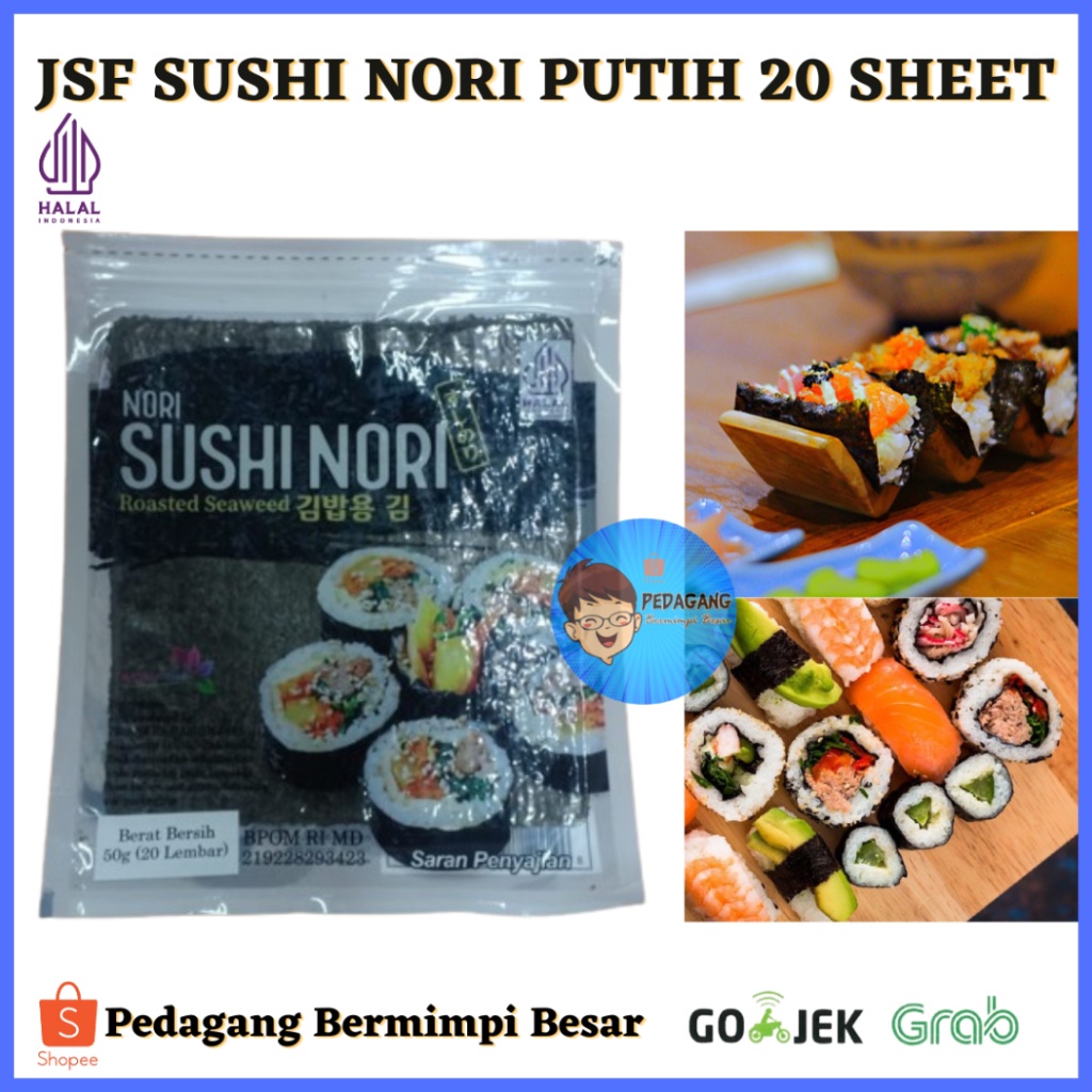 

A Jsf Sushi Nori Putih 20 Sheet / Sushi Nori Halal / Sushi Nori 20 Sheet