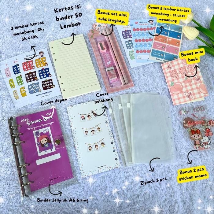 

pintar- Paket Binder Nabung Murah Lengkap Super Lucu A6, Binder Keuangan Lengkap