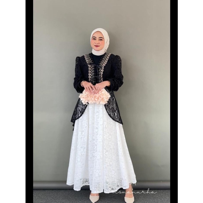 Wisa Outer Tunik Tille Brukat Cardigan Tille Brokat Lengan Panjang Kebaya Tunik Atasan Outher Brukat