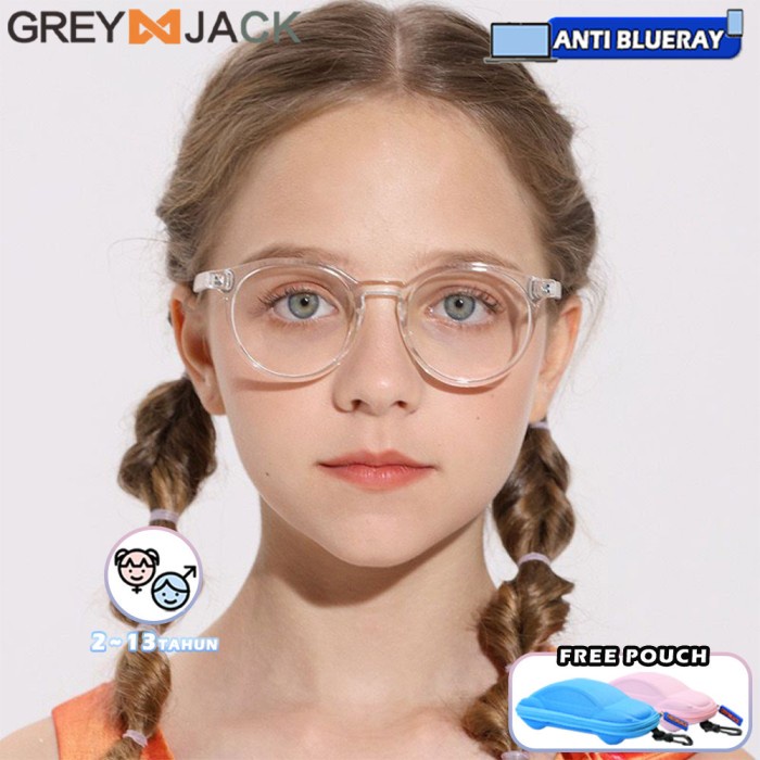 GREY JACK KACAMATA ANAK ANTIRADIASI BLUERAY RINGAN BENTUK BULAT 5366