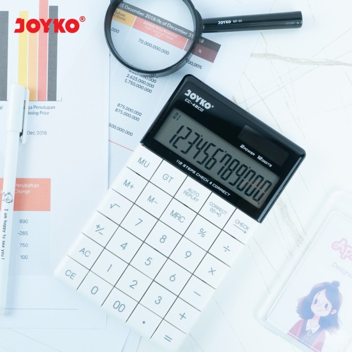 

pintar- Joyko Calculator CC-48CO / Kalkulator 12 Digits Check Correct Murah