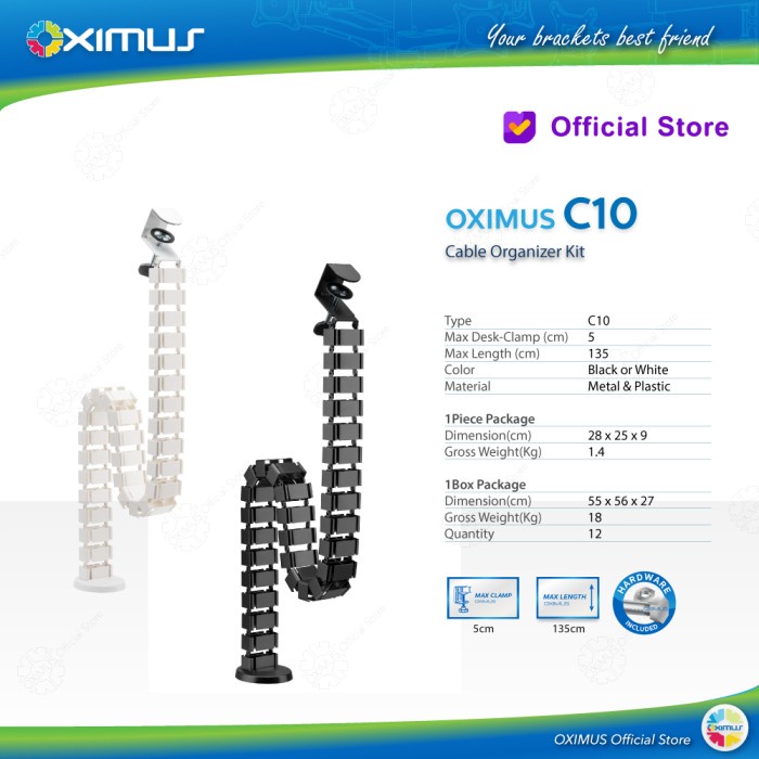 

pintar- Organizer Kabel Protektor Modular Kabel Management Jepit OXIMUS C10