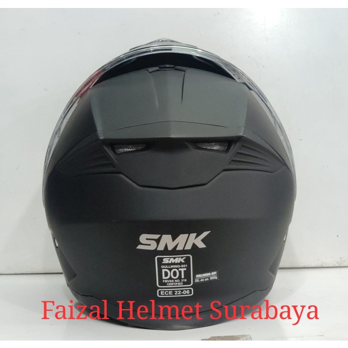 Helm Smk Gullwing Flip Up Helmet Smk Black Doft Gl200 Modular