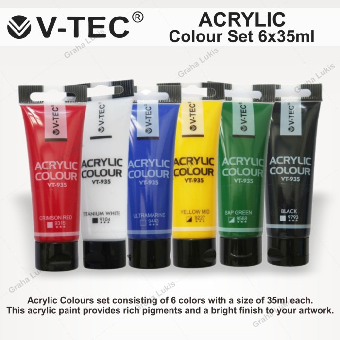 

pintar- V-TEC Acrylic Artist Series / Cat Akrilik Set 6 x 35ml
