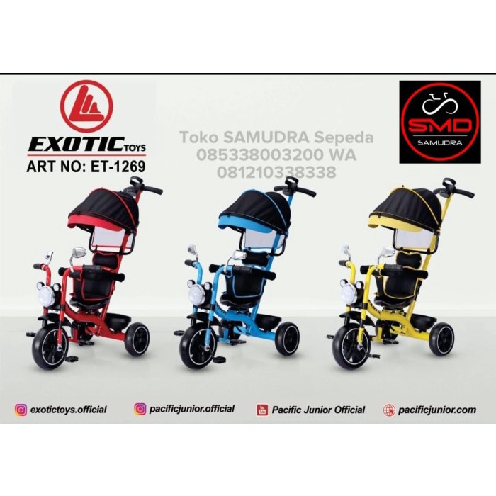 Sepeda Stroller Anak Roda 3 Exotic et 1269 Musik Lampu Murah BDG