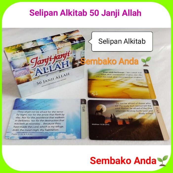 

Kartu Ayat Hafalan Alkitab 2 Bahasa Inggris Indonesia. 50 Janji Allah
