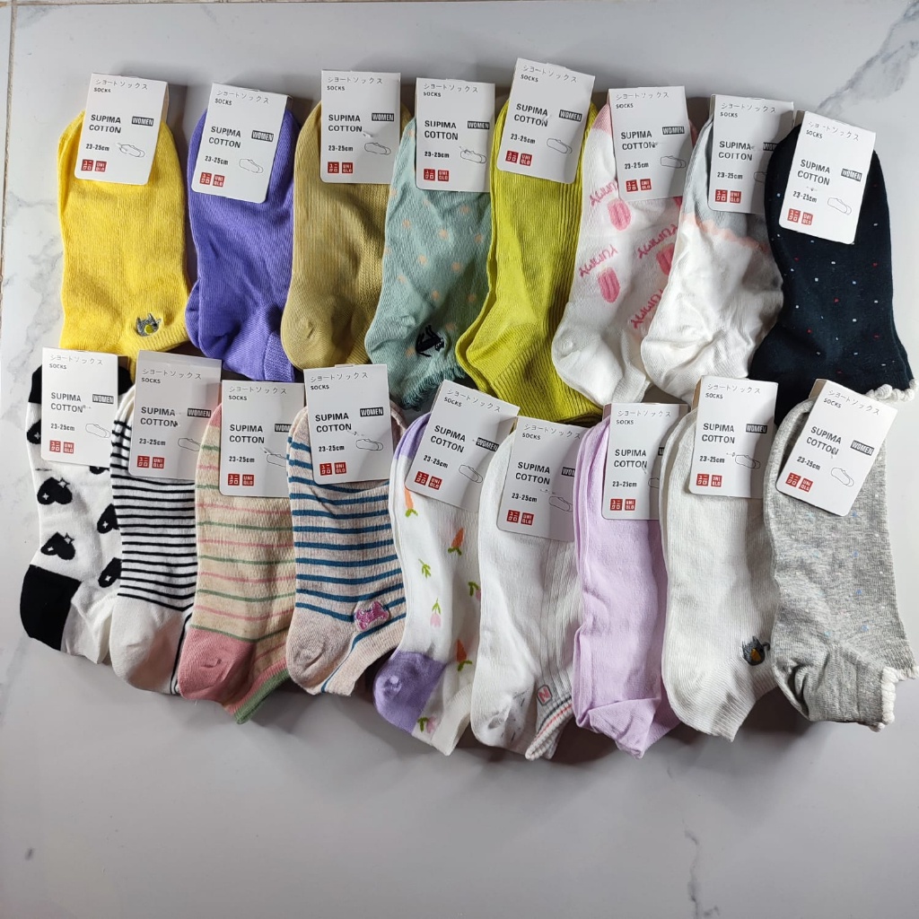 KAOS KAKI UNIQLO ANKLE PENDEK WOMEN WANITA CUTE ANTI BACTERIAL