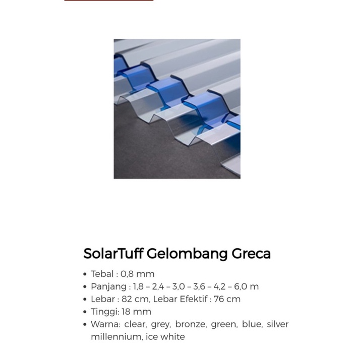 Atap Plaik Solartuff /Polycarbonate Gelombang Greca