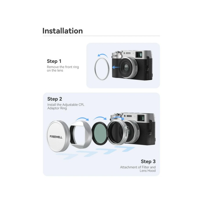 Freewell Fuji X100 CPL/GMIST / Fuji X100 Series Filter Kit with Lens Hood