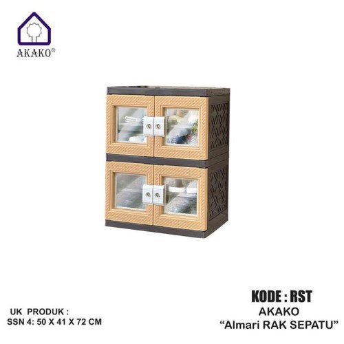 READY STOK AKAKO LEMARI RAK SEPATU KACA BERTINGKAT