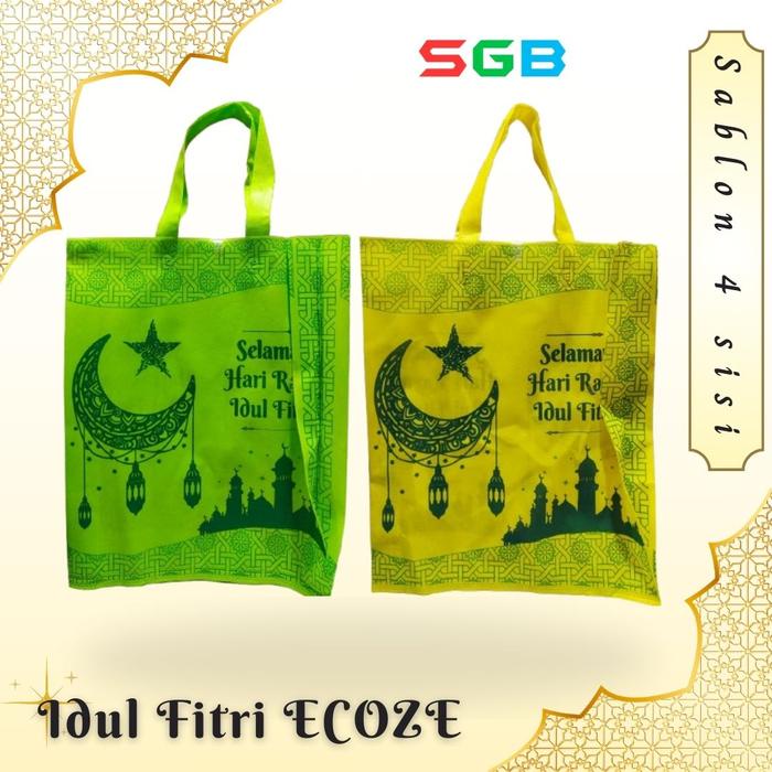 

party- 1 LUSIN ( 12 pc ) Tas Spunbond idul fitri Lebaran WILCO / ECOZEE 38x45x8 4 SISI - Spunbond