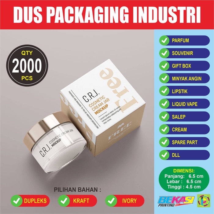 

party- 6.5x6.5x4.5 cm 2K Dus Kemasan Packaging Botol Cream Pot Kosmetik