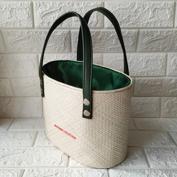 

party- Tas Parcel Model Oval Tali Kulit Sintetis Keranjang Hampers Anyaman