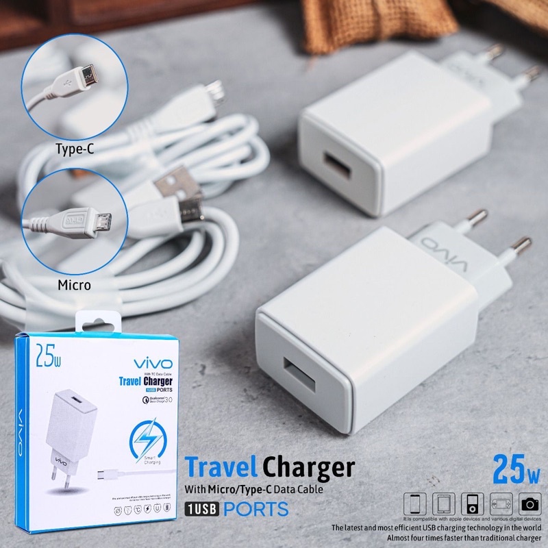 TerLengkapDong- Tc Travel Charger Original Vivo Ak933 25W Fast Charging Quick Charge