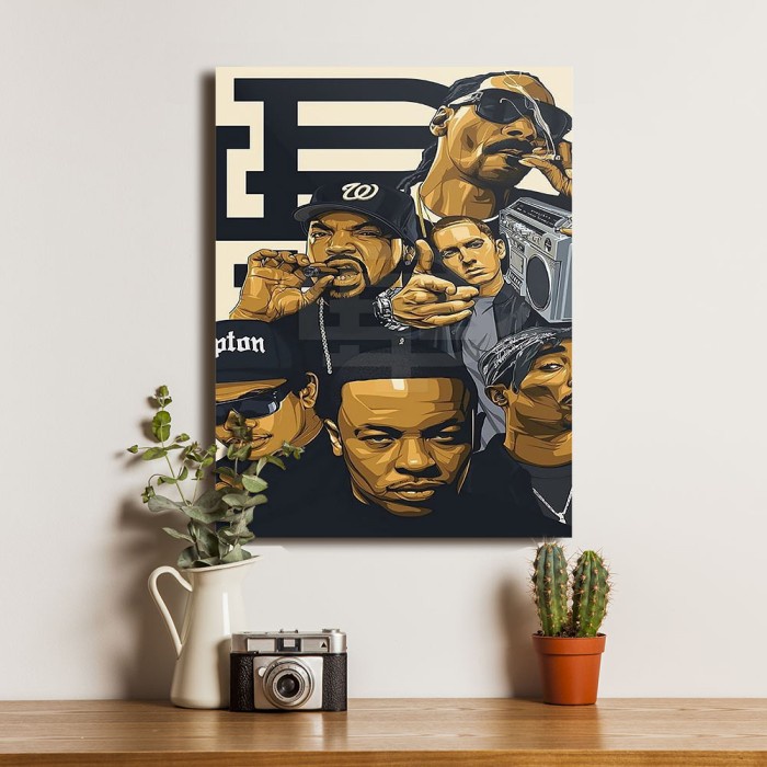 DISKON Poster Hip Hop All Stars Tupac Ice Cube - Dekorasi Hiasan Dinding Kayu