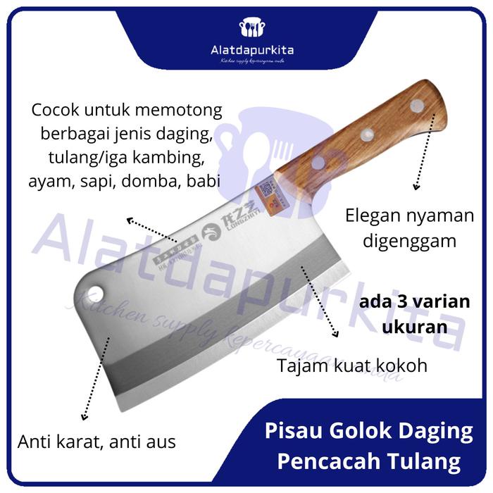 PREMIUM Pisau Potong Daging Cincang Super Tajam Parang Golok Cacah Tulang Jumbo Bahan Baja Stainless