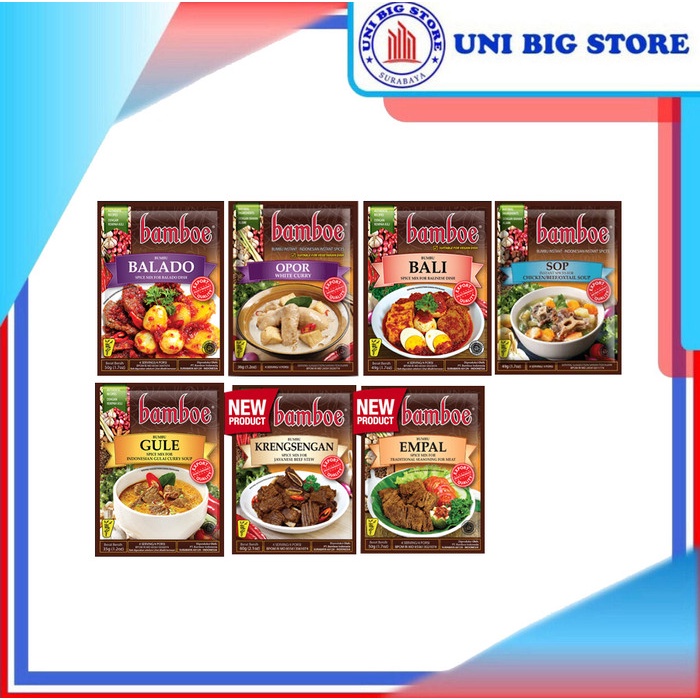 

QF475 Bamboe EXPORT Bumbu Instan Opor Balado Bali Gule Empal Krengsengan Sop STOK TERBATAS