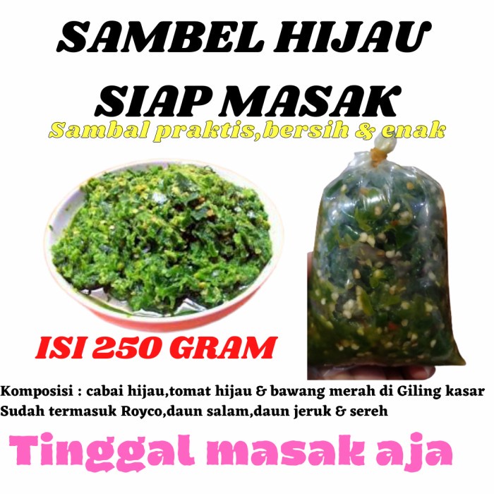 

ZA502 SAMBEL HIJAU INSTAN - SAMBEL IJO SIAP MASAK - BUMBU SAMBAL PRAKTIS BER TERMURAH