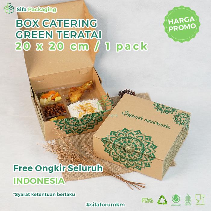 PREMIUM Dus Nasi 20X20 Kraft Bahan 310 GSM Motif Teratai Kotak Nasi Katering Paper Lunch Box Dus