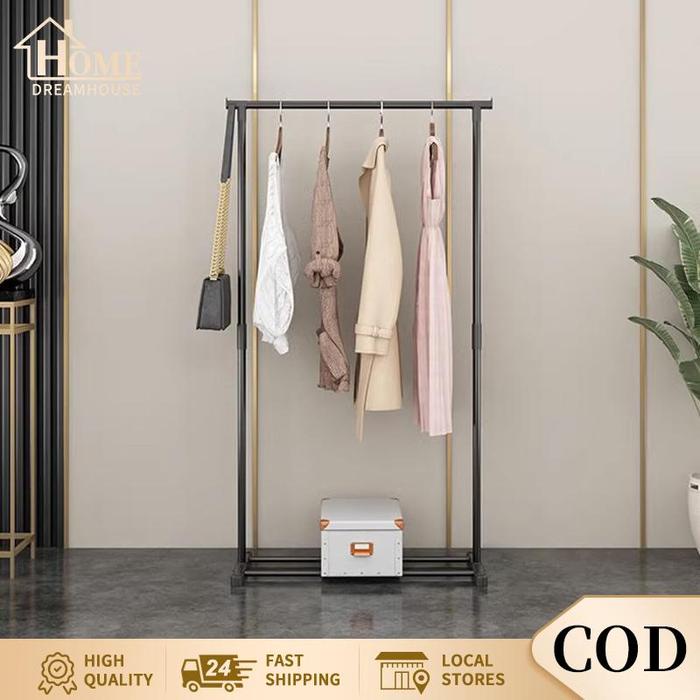 PREMIUM COD Rak Gantungan Baju Pakaian Serbaguna Gantungan Baju Single Dan Double Stand Hanger Stand