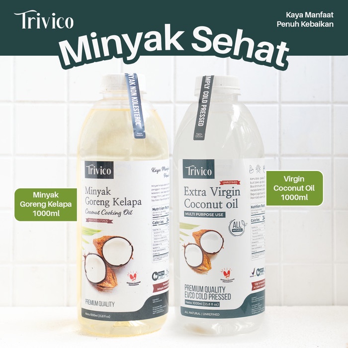 

Lezat- TRIVICO PAKET HEMAT 2 MINYAK SEHAT EXTRA VIRGIN COCONUT OIL 1 LITER & MINYAK GORENG KELAPA