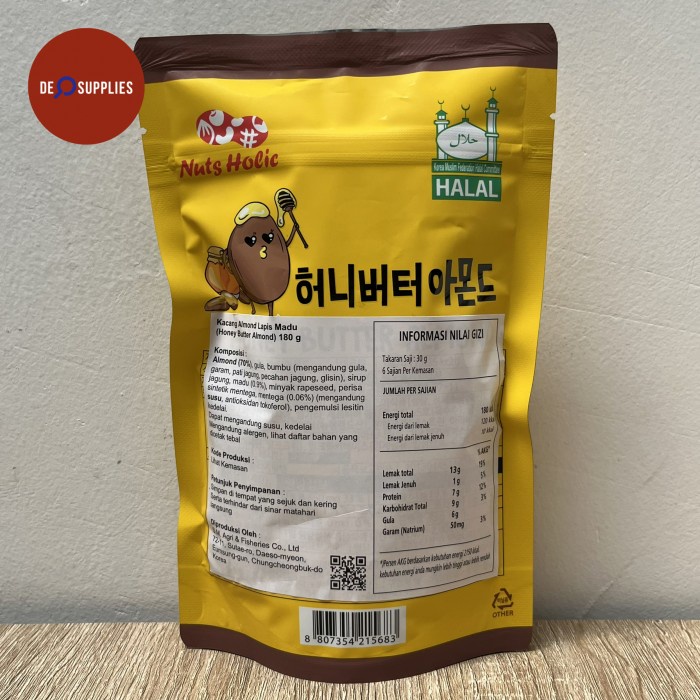 

Nuts Holic Honey Butter Almond 180gr - Kacang Lapis Madu Nutsholic